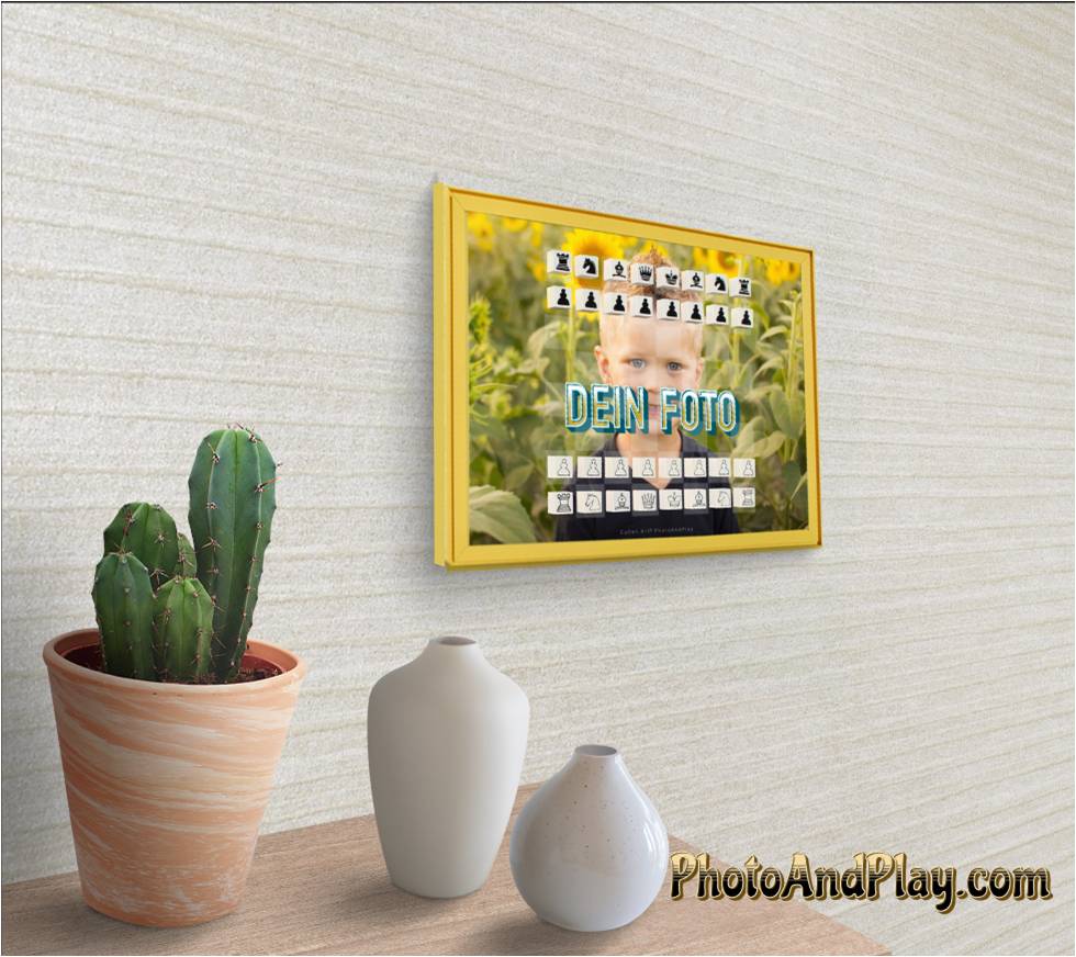 Schachspiel Personalisierbar "LANDSCAPE" inkl. 32 Spielsteine, Wandspiel, 41x31cm