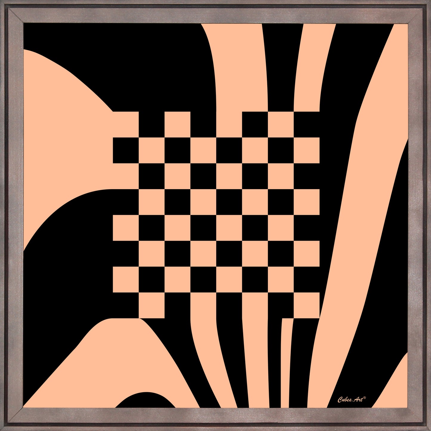 CUBES.ART WANDSPIEL SCHACH "FLOW" 2024 Pfirsichrosa, 50x50cm