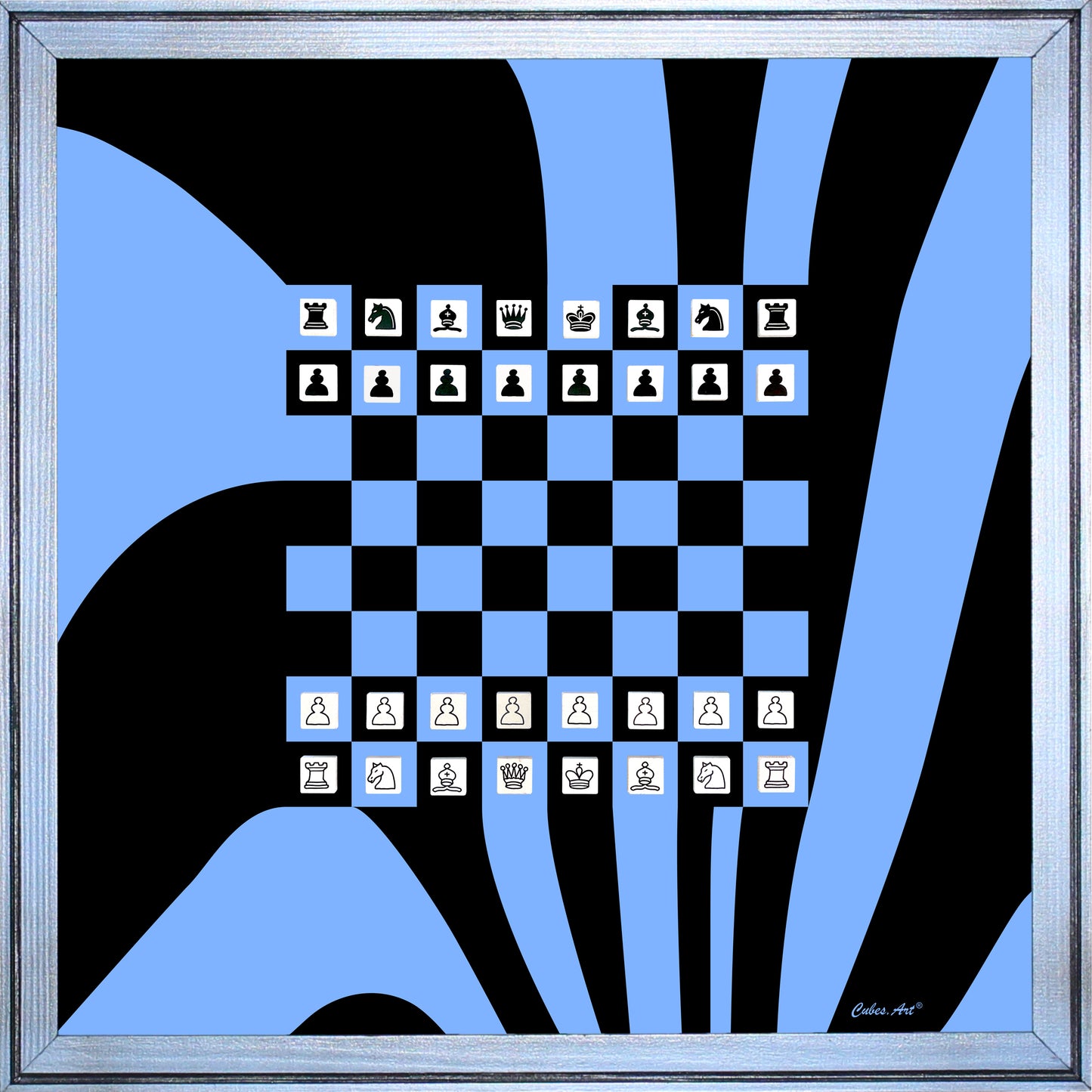 CUBES.ART WANDSPIEL SCHACH – "FLOW" 2024 BLAU, 50x50cm