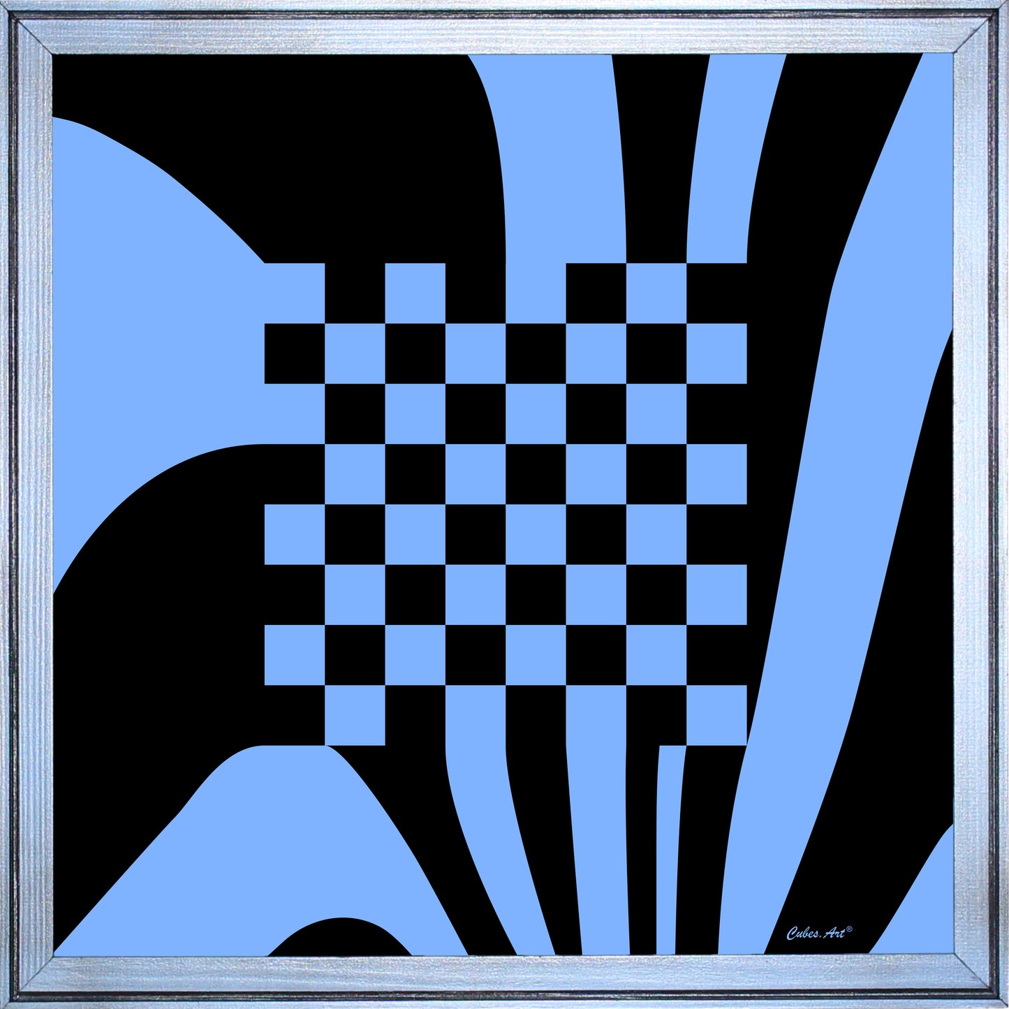 CUBES.ART WANDSPIEL SCHACH – B.R.A.N.D.E.D. – "FLOW" 2024 BLAU, 50x50cm