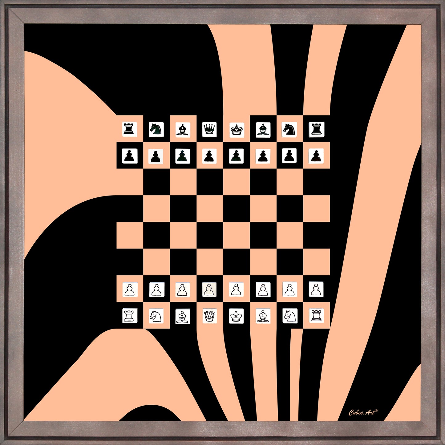 CUBES.ART WANDSPIEL SCHACH "FLOW" 2024 Pfirsichrosa, 50x50cm